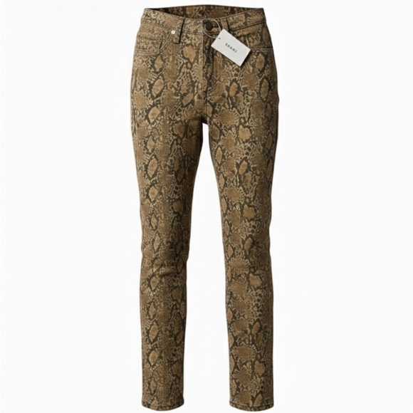 FRAME Brown Snakeskin High Rise Skinny Crop Jeans 25 - Picture 1 of 13